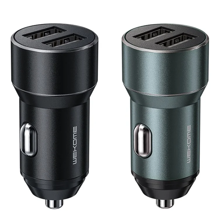 WEKOME WP-C36 Double Chargeur de Voiture USB Shell Metal Shell 3.1A Adaptateur de Courant Élevé Pour Les Véhicules 12-24V - Ternir