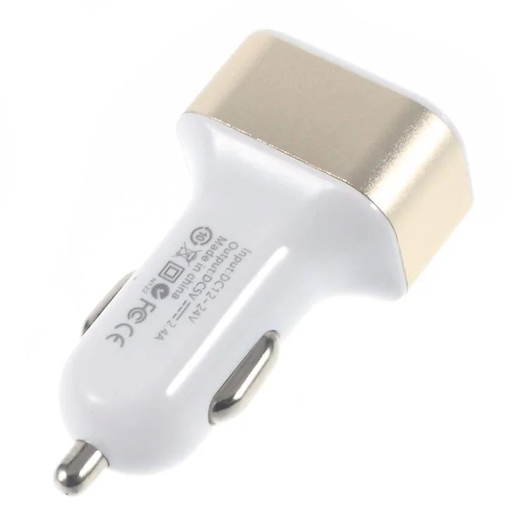 3-Port 2.4A USB Car Charger Adapter for iPhone iPad Samsung etc - Gold Color