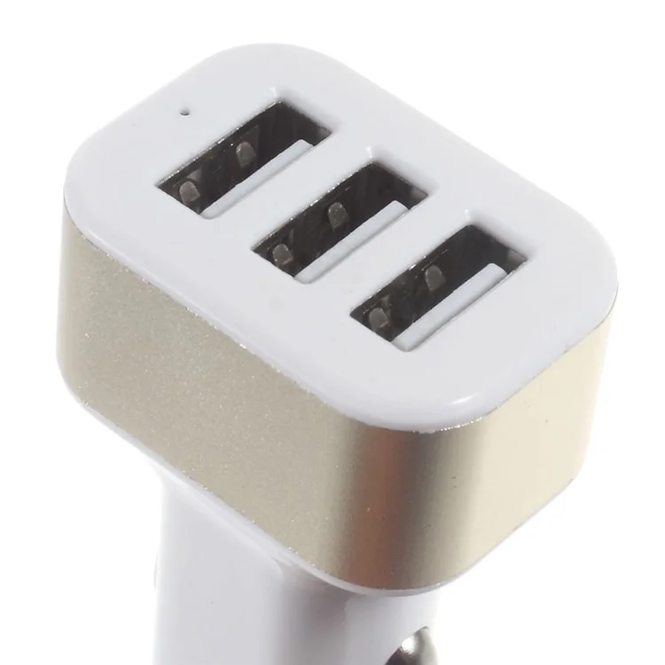 3-Port 2.4A USB Car Charger Adapter for iPhone iPad Samsung etc - Gold Color