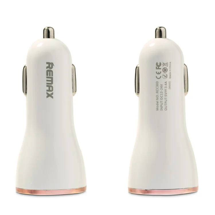 REMAX Dolfin Triple Ports 3.4A USB Car Charger for iPhone iPad Samsung HTC - Rose Gold Color