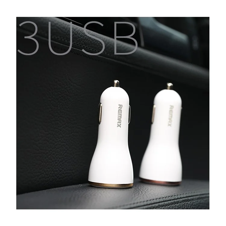 REMAX Dolfin Triple Ports 3.4A USB Car Charger for iPhone iPad Samsung HTC - Rose Gold Color