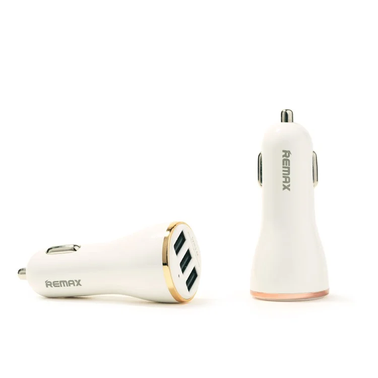 REMAX Dolfin Triple Ports 3.4A USB Car Charger for iPhone iPad Samsung HTC - Rose Gold Color