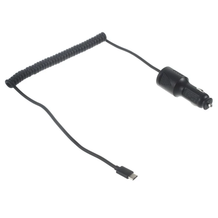 Vehicle Car Charger with USB Type-C Coiled Cable for LG G5/Xiaomi Mi 5 Etc - Black