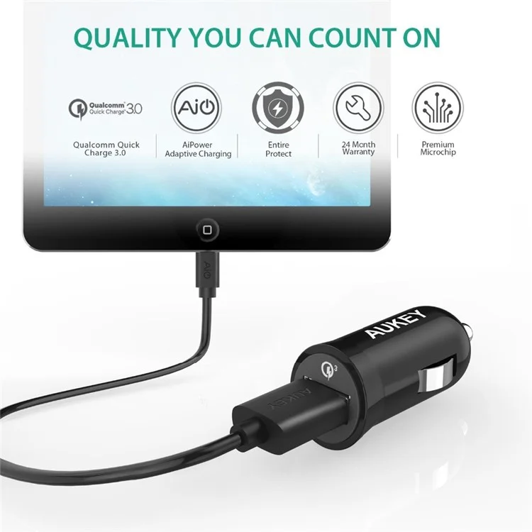 AUKEY CC-T10 19.5W USB Car Charger with Quick Charge 3.0 & AiPower