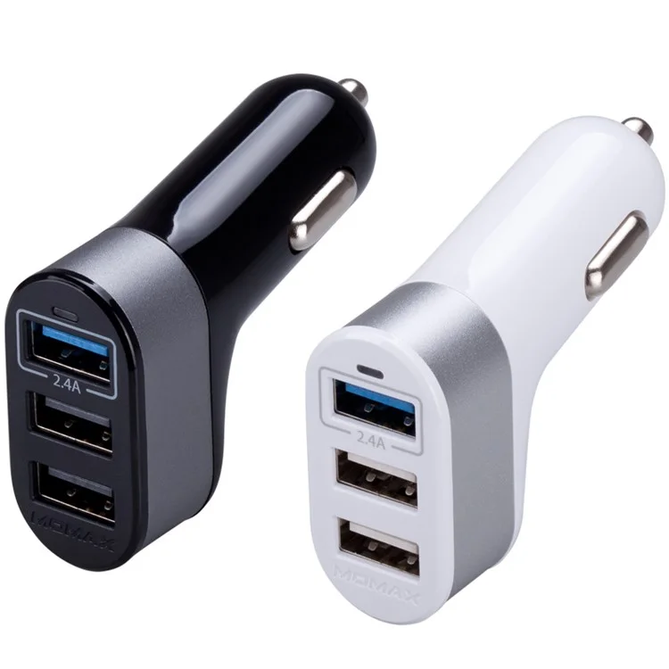 MOMAX XC 4.4A 3 USB Ports Car Charger (CB/CE-EMC Certification) - Black
