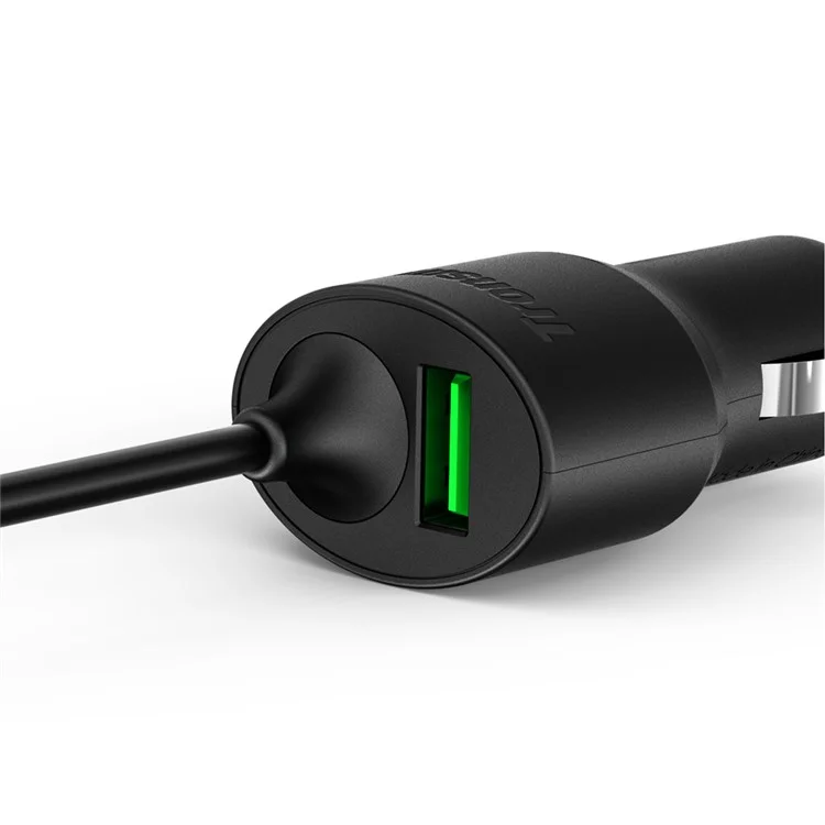 TRONSMART CCTA Dual Port Car Charge with Quick Charge 3.0 & Type-C Cable Ports (CE,RoHS,FCC)