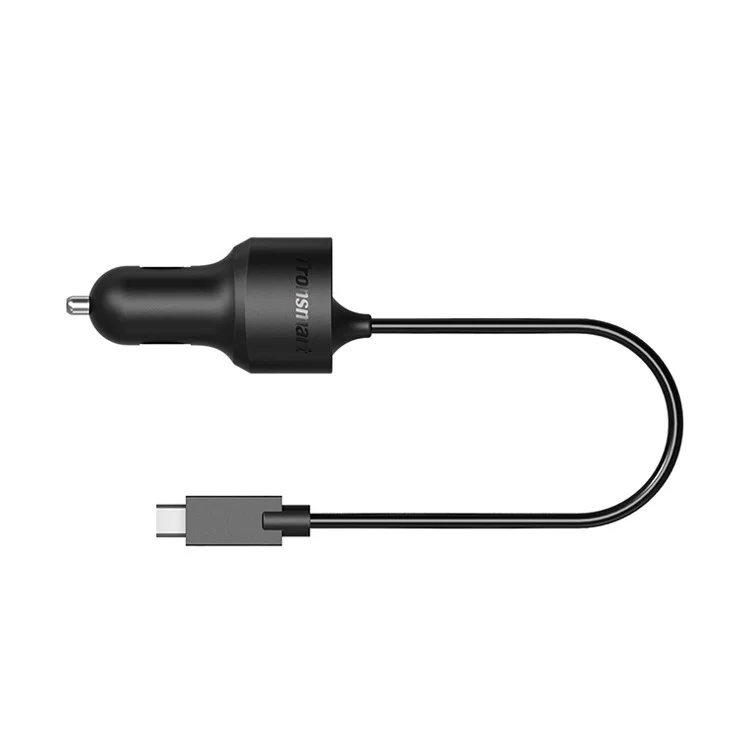 TRONSMART CCTA Dual Port Car Charge with Quick Charge 3.0 & Type-C Cable Ports (CE,RoHS,FCC)