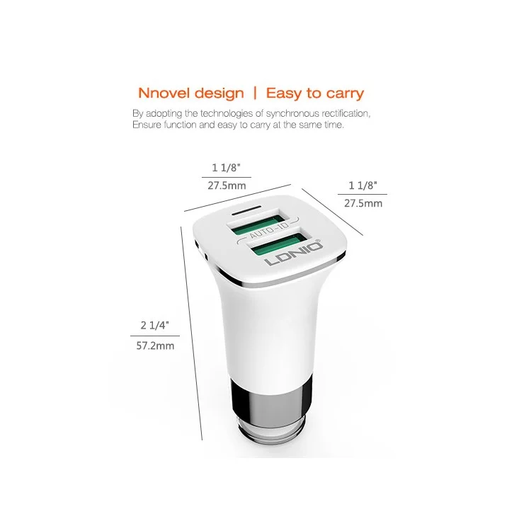 LDNIO C301 3.4A 2 USB Ports Smart Wall Charger for iPhone Samsung (CE/RoHS)