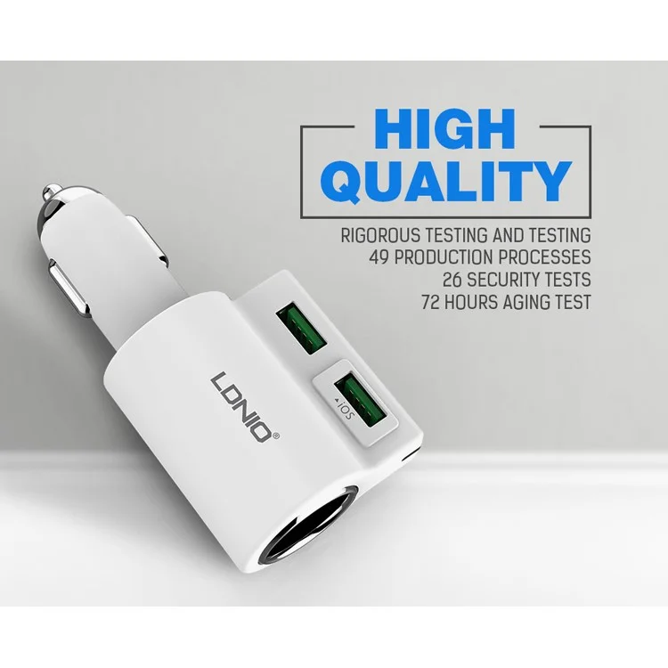 LDNIO CM10 4.2A Dual USB Ports Intelligent Car Charger for iPhone Samsung (CE/RoHS)