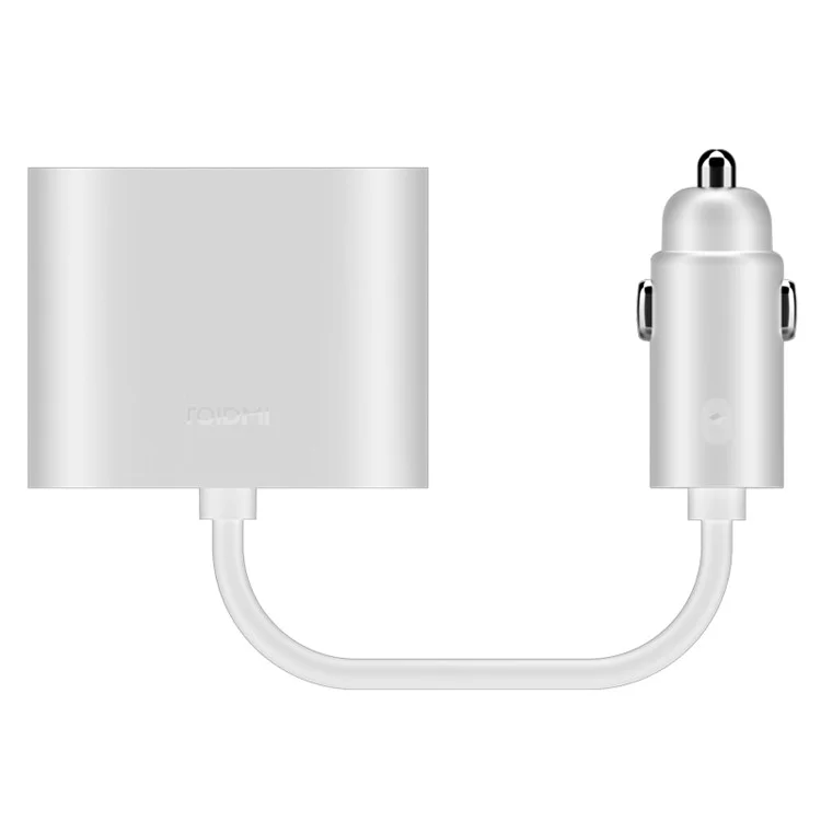 XIAOMI Roidmi 1-to-2 Dual Cigarette Lighter Splitter Car Charger Adapter, Cable Length: 10cm - White