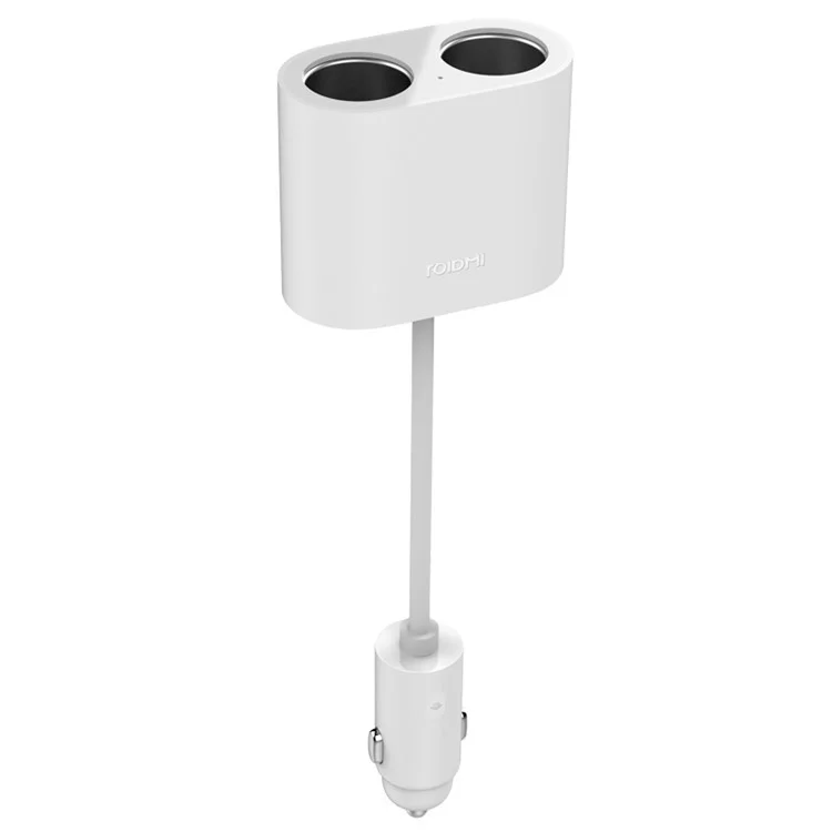 XIAOMI Roidmi 1-to-2 Dual Cigarette Lighter Splitter Car Charger Adapter, Cable Length: 10cm - White