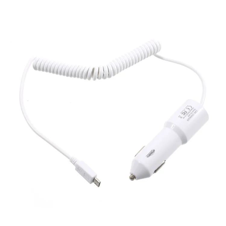 2.1A Springy Car Charger with Micro USB Cable & USB Interface for Samsung Galaxy S7 edge - White