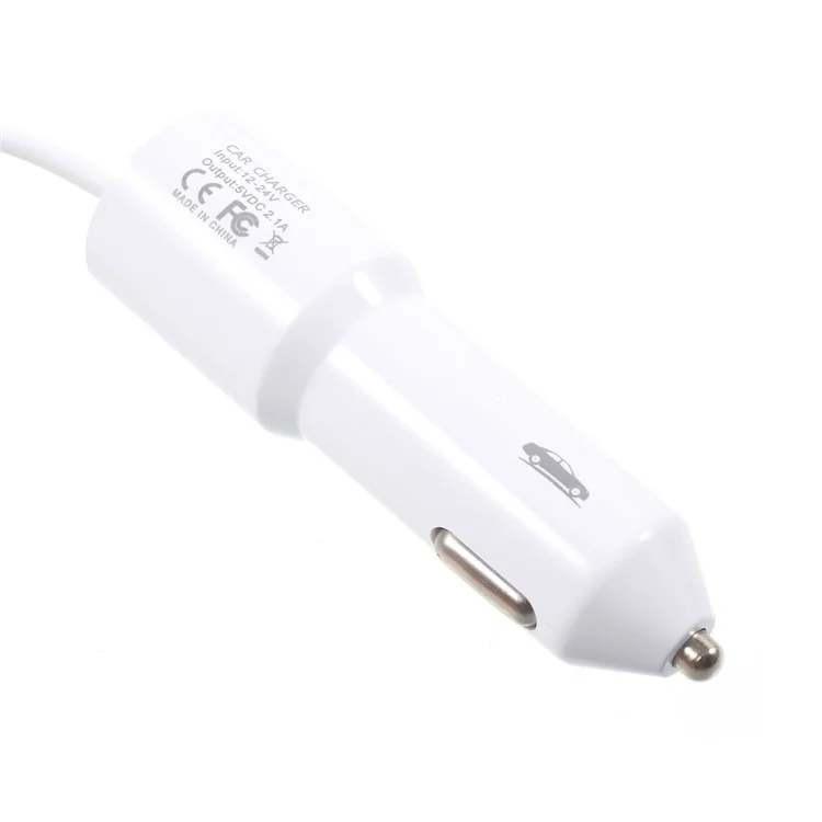 2.1A Springy Car Charger with Micro USB Cable & USB Interface for Samsung Galaxy S7 edge - White
