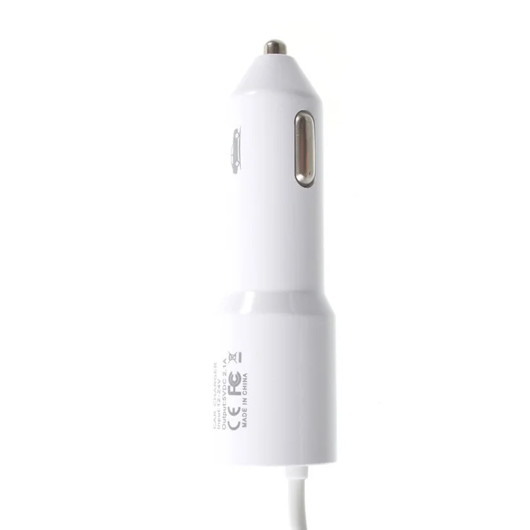 2.1A Springy Car Charger with Micro USB Cable & USB Interface for Samsung Galaxy S7 edge - White