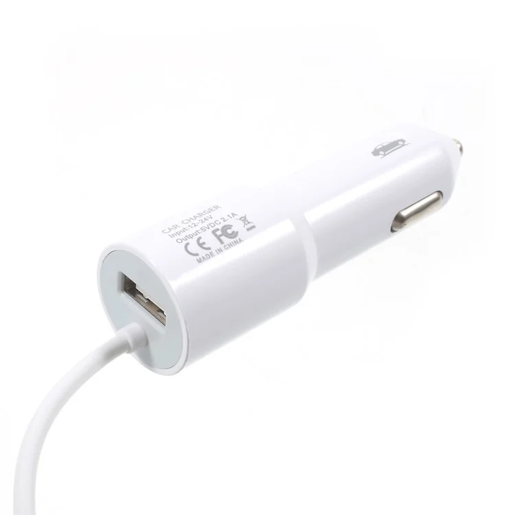 2.1A Springy Car Charger with Micro USB Cable & USB Interface for Samsung Galaxy S7 edge - White