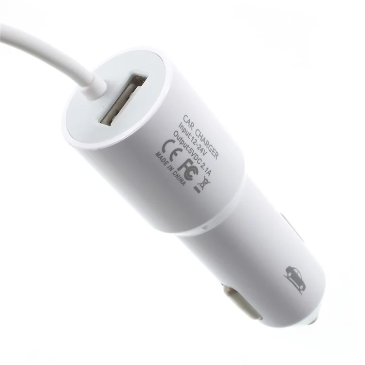 2.1A Springy Car Charger with Micro USB Cable & USB Interface for Samsung Galaxy S7 edge - White