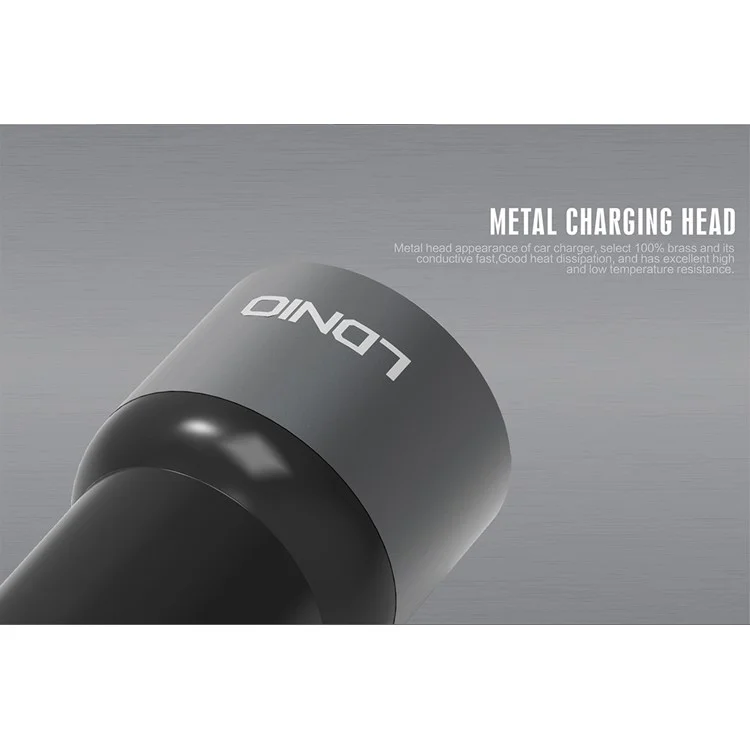 LDNIO C303 Auto-ID 3.6A 2-Port USB Car Charger + Micro USB Cable - Black (CE/RoHS/FCC)