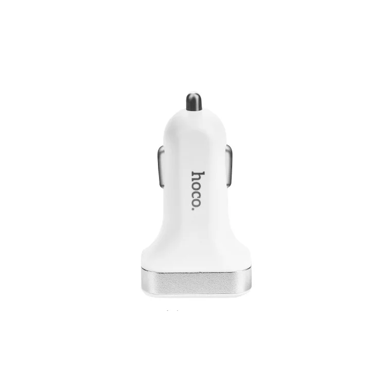 HOCO Z3 2 USB Ports Output Car Charger with Digital Display for Phones Tablets - White