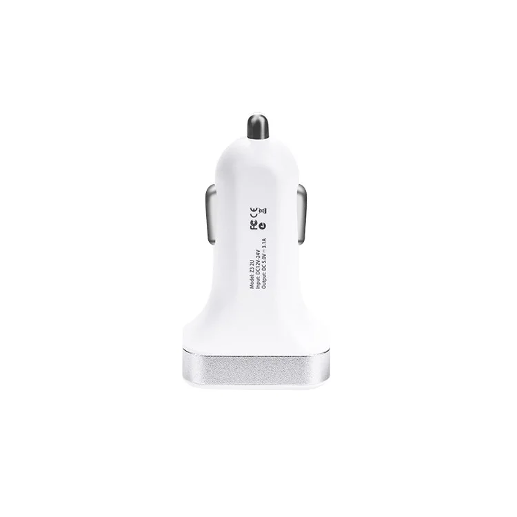 HOCO Z3 2 USB Ports Output Car Charger with Digital Display for Phones Tablets - White
