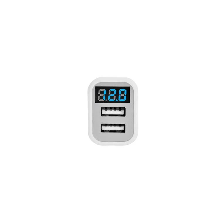 HOCO Z3 2 USB Ports Output Car Charger with Digital Display for Phones Tablets - White