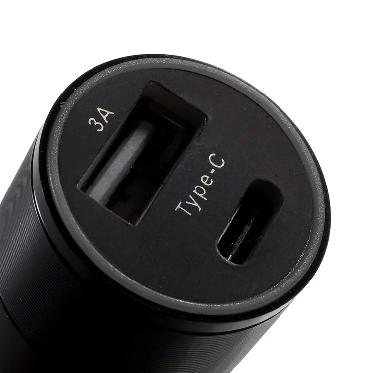 VORSON DC 5V 3A Dual USB Port Car Charger (Type-c + USB 2.0) - Black