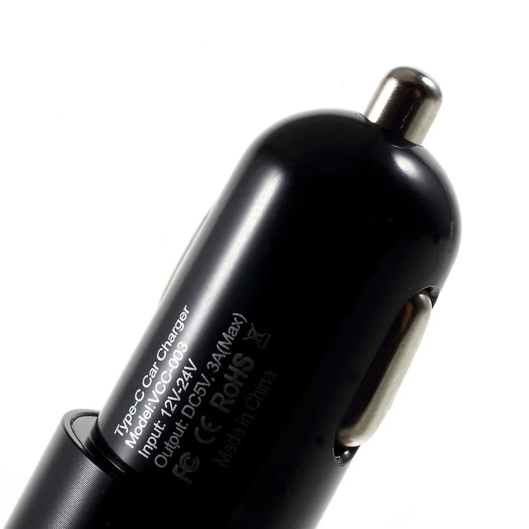VORSON DC 5V 3A Dual USB Port Car Charger (Type-c + USB 2.0) - Black