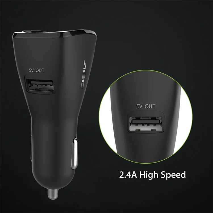 AEC BQ638 5V 2.4A Single USB Car Charger Bluetooth V4.1 Single In-ear Earphone - Black