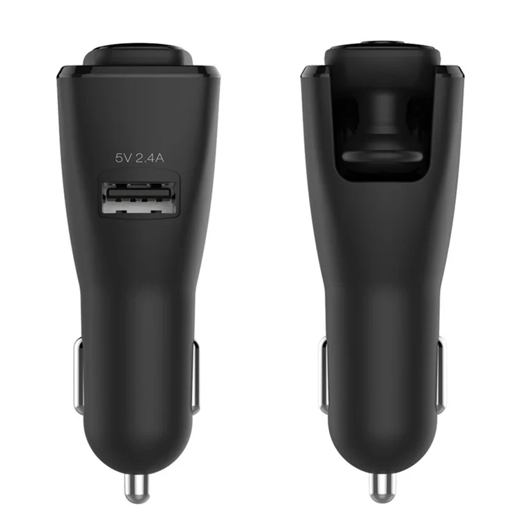 AEC BQ638 5V 2.4A Single USB Car Charger Bluetooth V4.1 Single In-ear Earphone - Black
