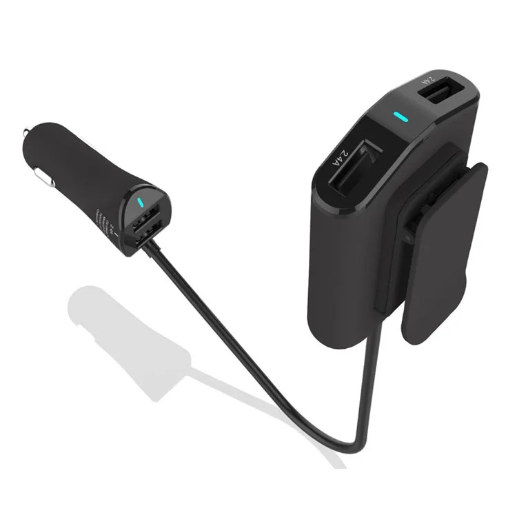 C75 4-Port USB 9.6A Car Front and Back Seat Charger for iPhone Samsung Huawei Etc