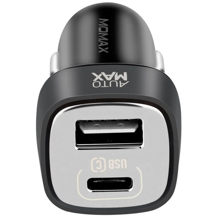 MOMAX 5V 5.4A Dual USB Type-C Car Charger for iPhone iPad Samsung - Black