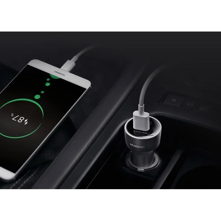 HUAWEI SuperCharge Car Quick Charger 4.5V/5A 9V/2A Dual USB Car Charger for Huawei Mate 9 etc. - Black