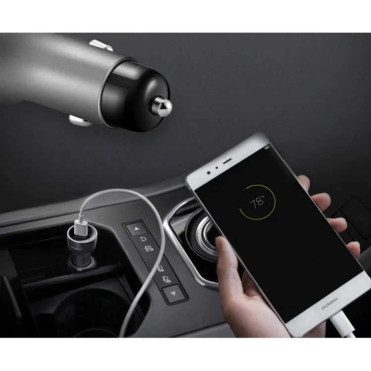HUAWEI SuperCharge Car Quick Charger 4.5V/5A 9V/2A Dual USB Car Charger for Huawei Mate 9 etc. - Black