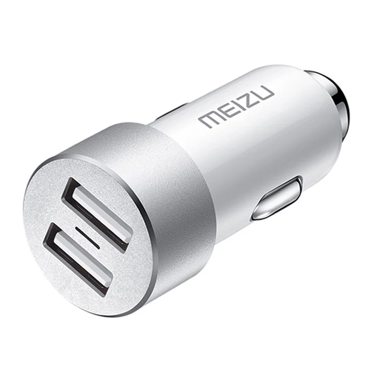MEIZU 17W Dual USB Universal Car Charger for iPhone Samsung Huawei LG Etc - White / Silver Color