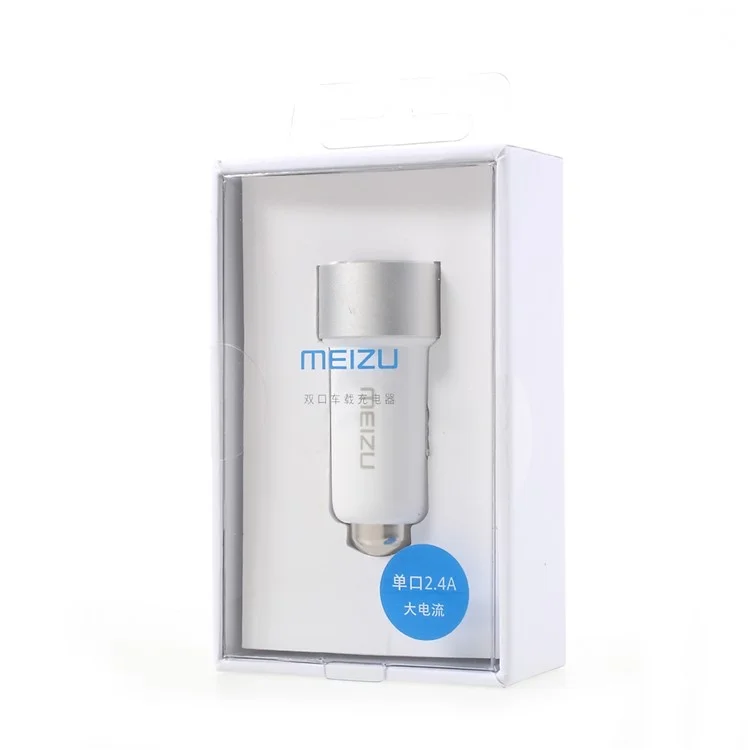 MEIZU 17W Dual USB Universal Car Charger for iPhone Samsung Huawei LG Etc - White / Silver Color