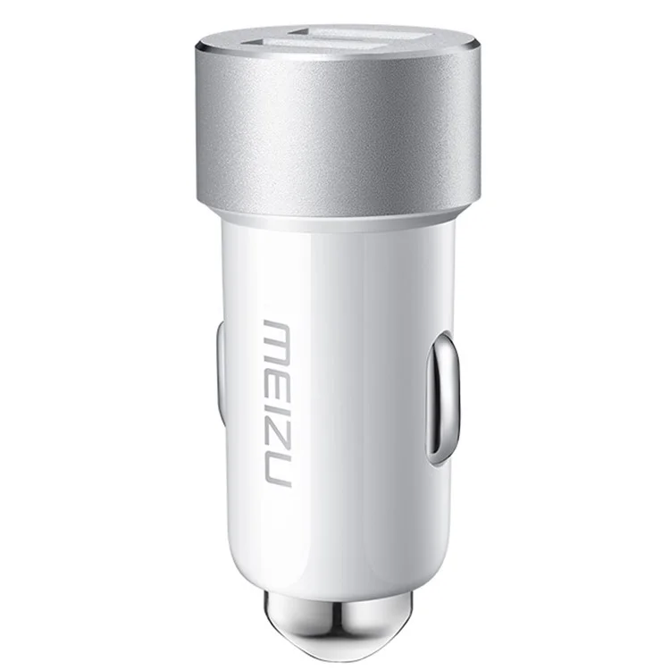 MEIZU 17W Dual USB Universal Car Charger for iPhone Samsung Huawei LG Etc - White / Silver Color