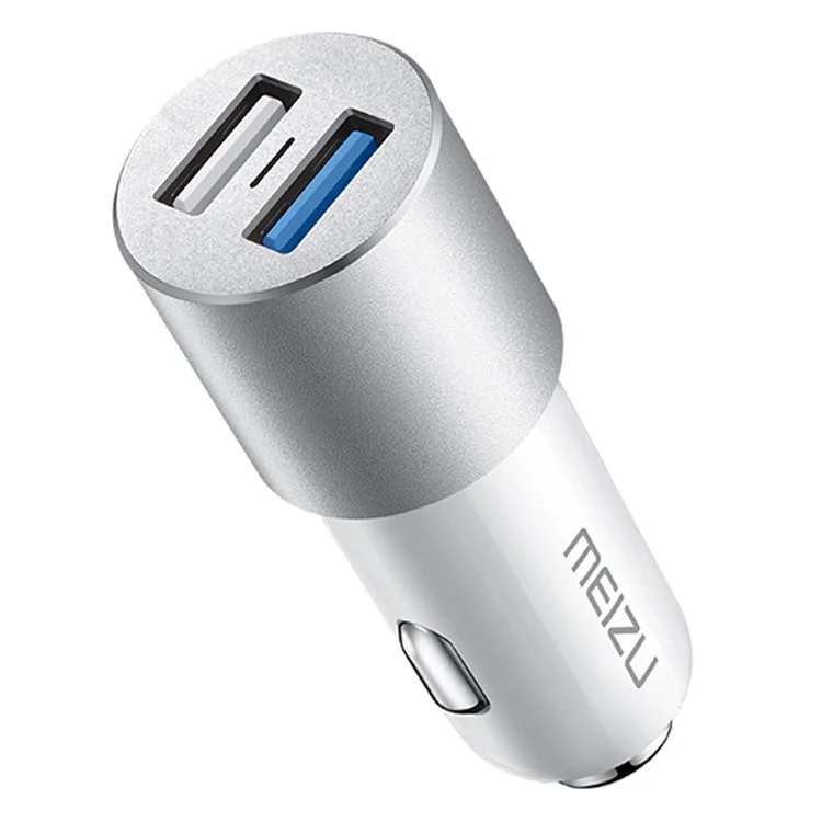 MEIZU Dual USB 36W Fast Charge USB Car Charger for iPhone Samsung LG Etc - White / Silver Color