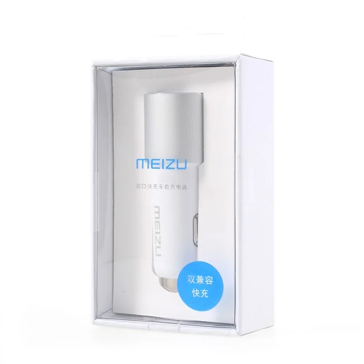 MEIZU Dual USB 36W Fast Charge USB Car Charger for iPhone Samsung LG Etc - White / Silver Color