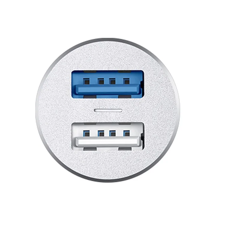 MEIZU Dual USB 36W Fast Charge USB Car Charger for iPhone Samsung LG Etc - White / Silver Color
