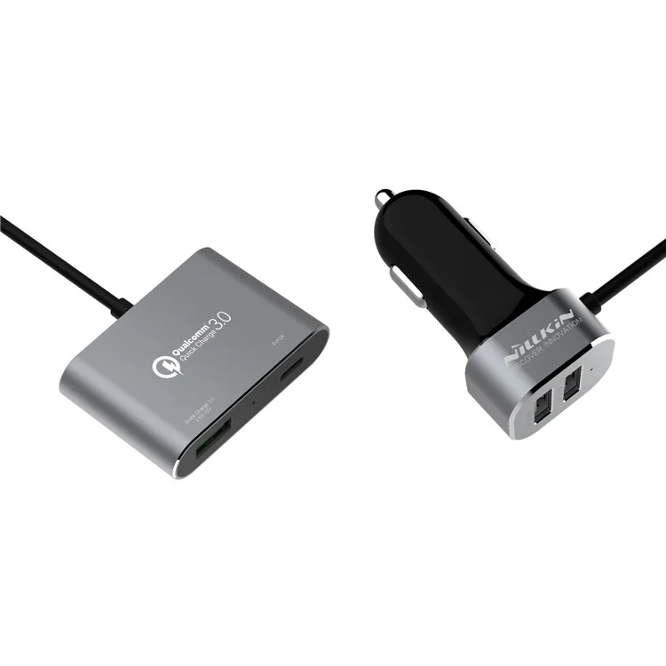 NILLKIN PowerShare 4 Ports Type-C QC3.0 Quick Charge Car Charger with Extension Wire for Samsung S8 etc.