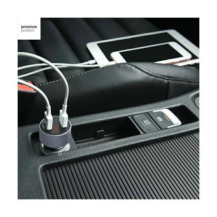 HOCO Z9 2 USB Ports Output Car Charger with Digital Display for Phones Tablets
