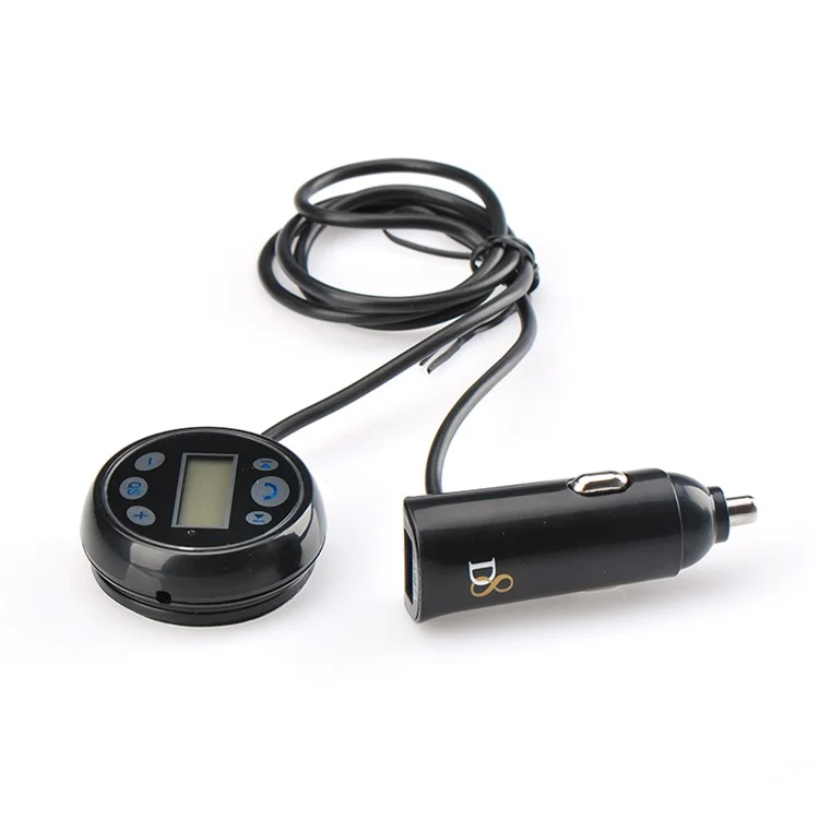 D8 2-in-1 FM Bluetooth Transmitter + 5V/1A USB Car Charger Car Kit for iPhone 7, Samsung S8 etc. - Black