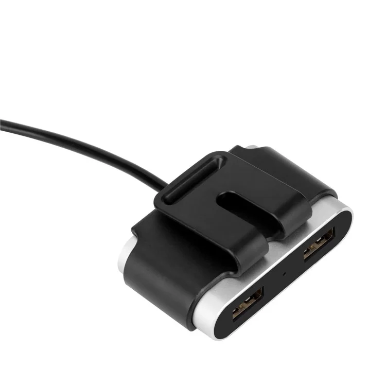 MOMAX 5V/9.6A 4 USB Ports Car Charger with 2m Extension Cable for Samsung S8 etc. - Silver Color