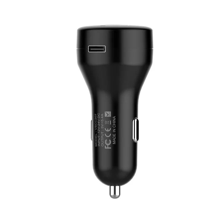 VINSIC VSCC207 5V 5.4A 27W Fast Type-C Dual-port USB Type-C Car Charger for iPhone Samsung - Black