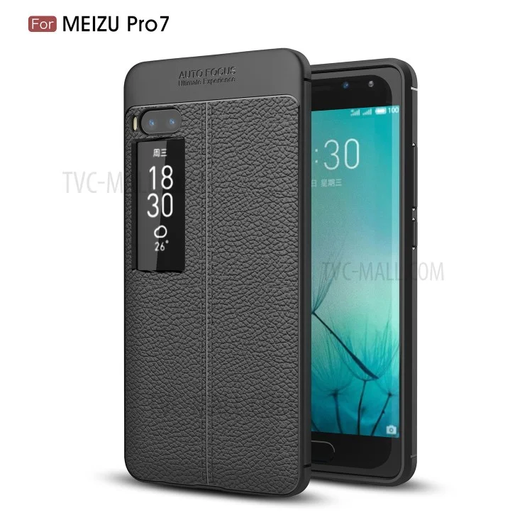 For Meizu PRO 7 Litchi Grain Soft TPU Phone Cover - Black