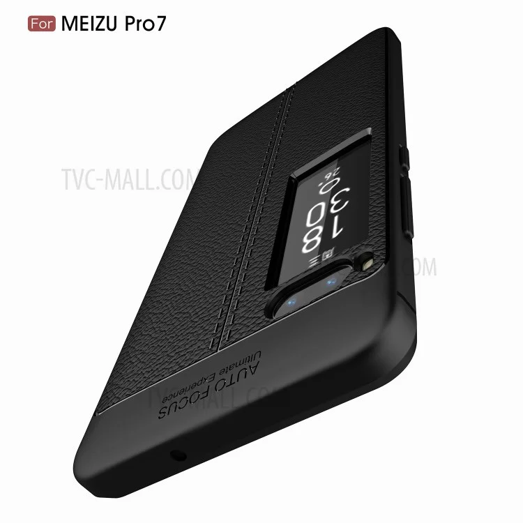 For Meizu PRO 7 Litchi Grain Soft TPU Phone Cover - Black