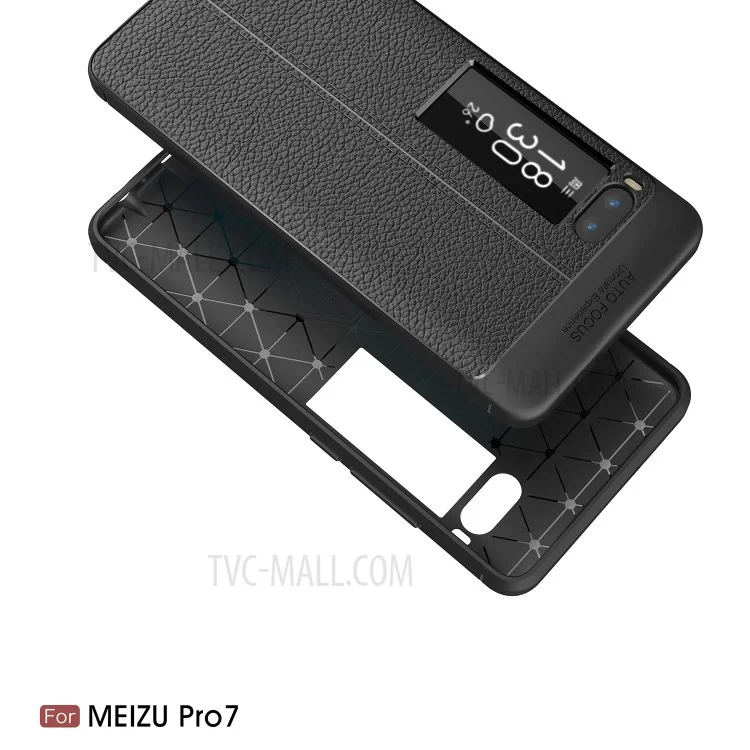 For Meizu PRO 7 Litchi Grain Soft TPU Phone Cover - Black