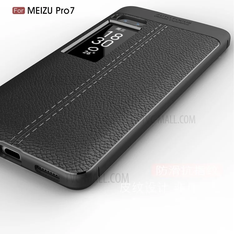 For Meizu PRO 7 Litchi Grain Soft TPU Phone Cover - Black