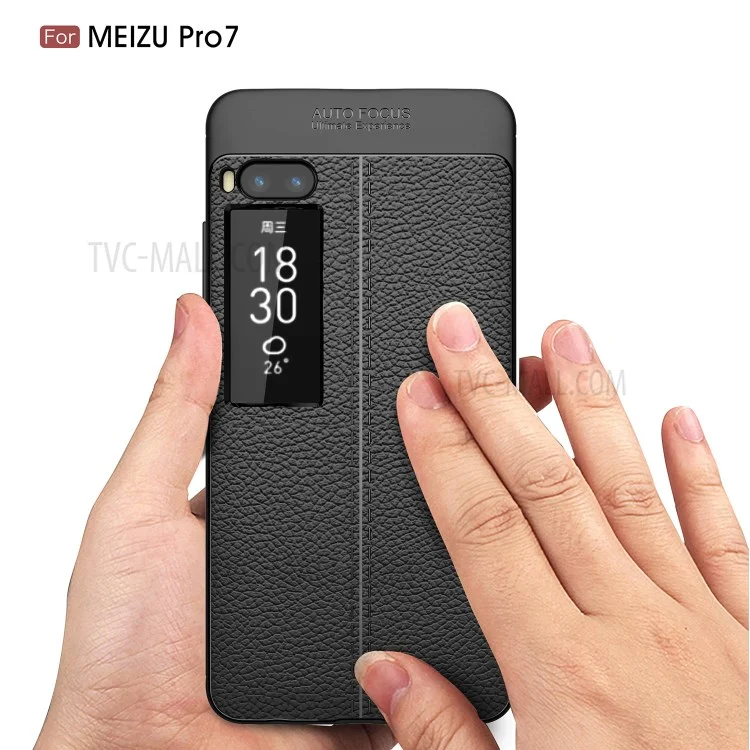 For Meizu PRO 7 Litchi Grain Soft TPU Phone Cover - Black