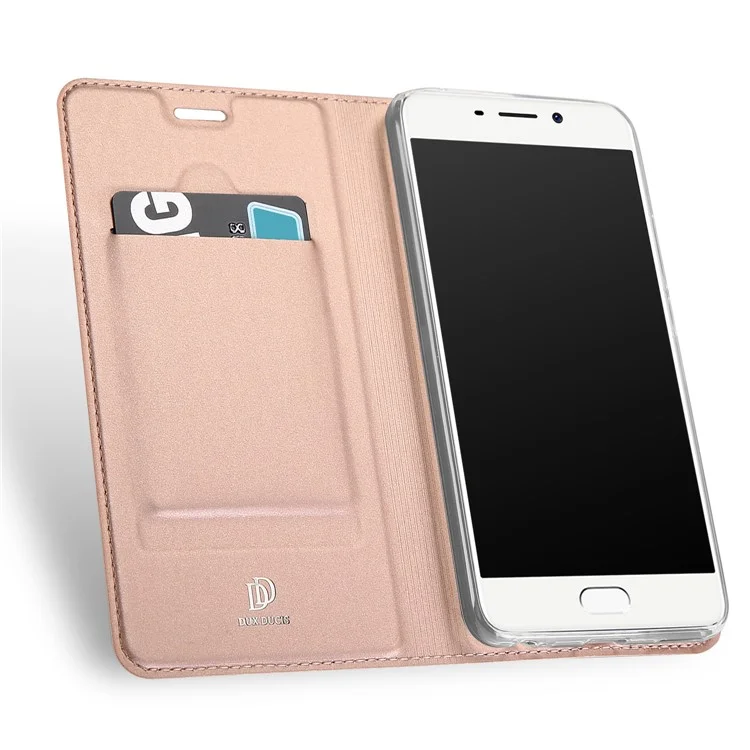 DUX DUCIS Skin Pro Series Flip Leather Stand Cover for Meizu M6 Note - Rose Gold