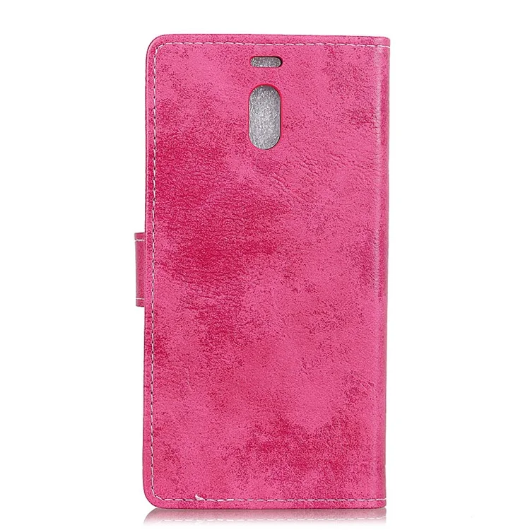 Vintage Style Leather Wallet Stand Phone Shell for Meizu M6 Note - Rose